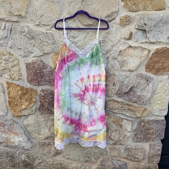 Vintage sears Upcycled ice dyed slip size 40/ extra large - Picture 2 of 6